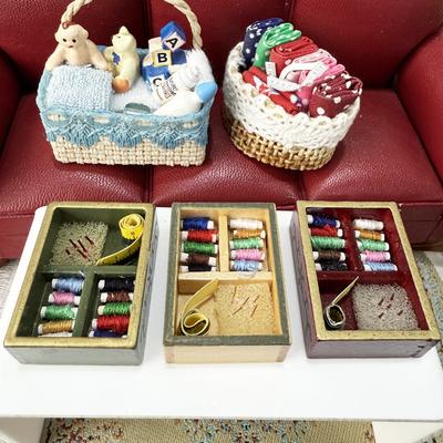 1:12 кукольных миниатюрных винтажных швейных коробок с крышкой, мебель, модель для дома, декор, игрушка, кукольный дом, аксессуары