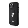 Karl Lagerfeld Gripstand Saffiano Karl & Choupette Pins - Etui Iphone 15 (Czarny)