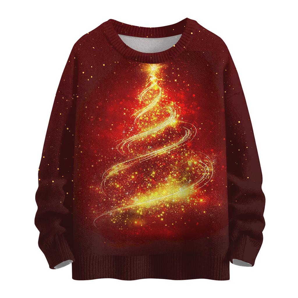 Women's Casual Long Sleeve Woolen Christmas Sweatshirt Fall  Vacation Long Sleeve Pullover