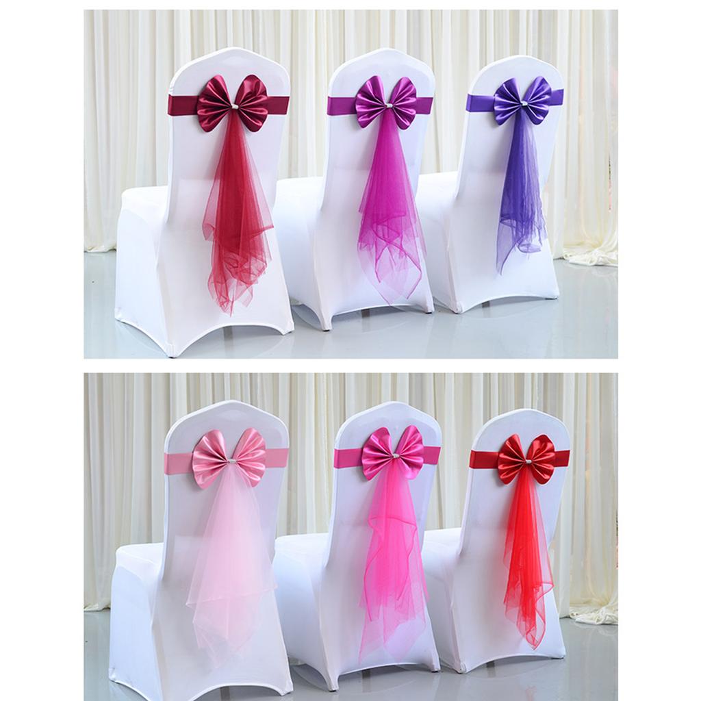 6pcs Elastic Chair Ties Spandex Chair Sashes Bows Stretchable Chair Sash Bows for Reception and Ceremony Decorations