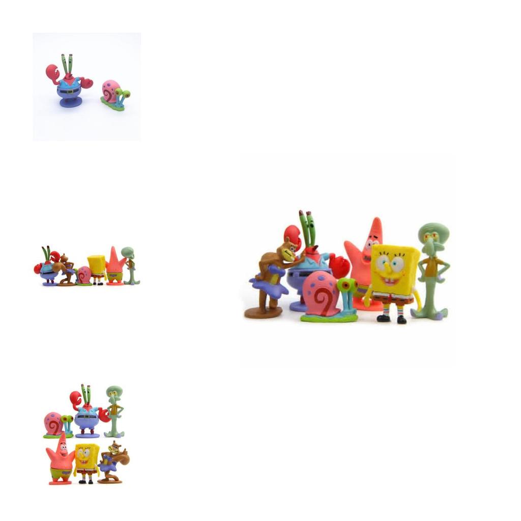 Fun 6pcs Spongebob Squarepants Figure Set With Patrick Star And Squidward Ideal For Childrens Birthday Cakes