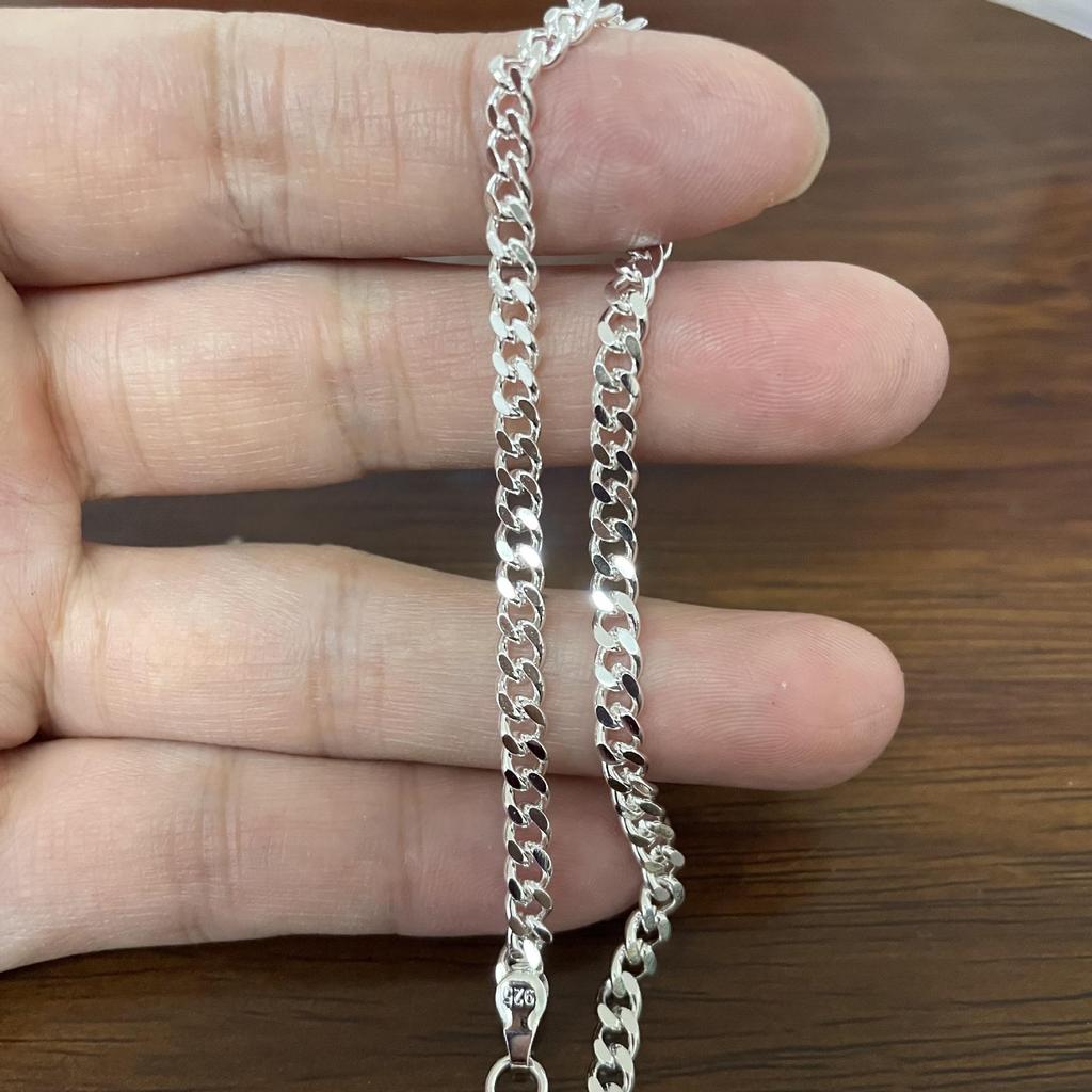Silver-Plated 4MM Cuban Clavicle Chain Necklace, 16-30 Inches