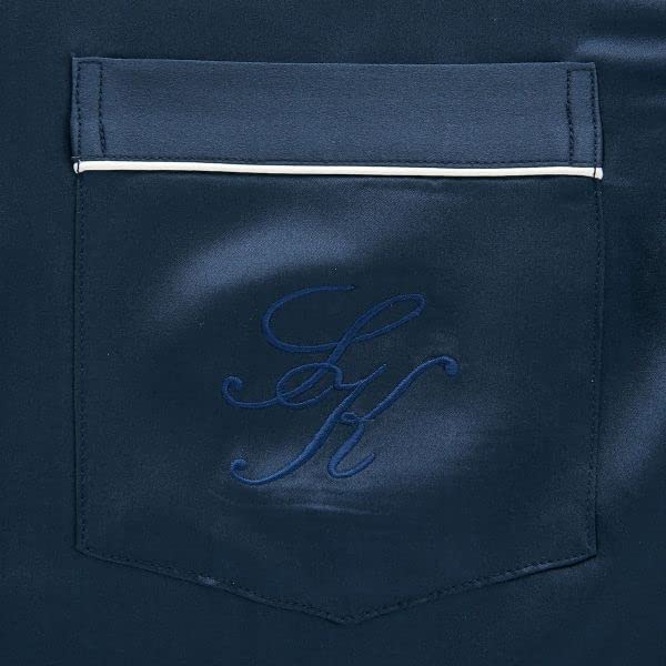 Wacoal Шелковая атласная рубашка Шелковая мужская пижама, 100% (Темно-синий, Большой)