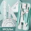 9PCS/Set Eraser Ruler Set Transparent Measuring Ruler Multi-Function Protractor  School Office