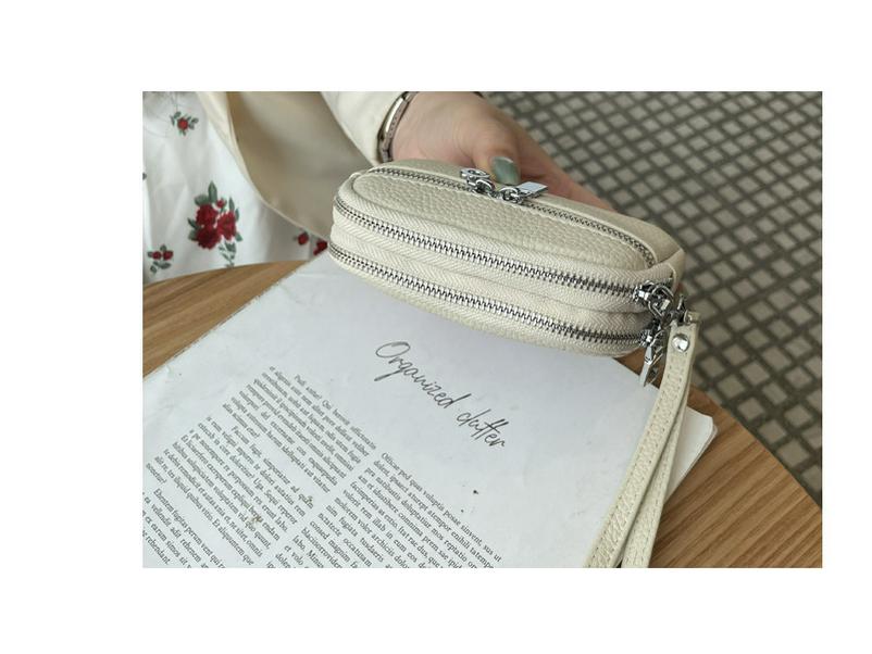 Women's Minimalist Genuine Leather Coin & Key Purse - Double Zipper Design for Lipstick & Coin Storage (2025 Edition)