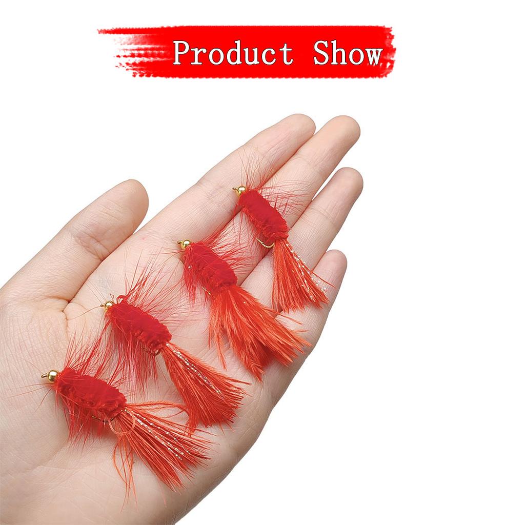 5 шт.-с коробкой для мушек, быстро тонущая латунная бусина, мохнатая приманка для ловли форели/баса/лосося
