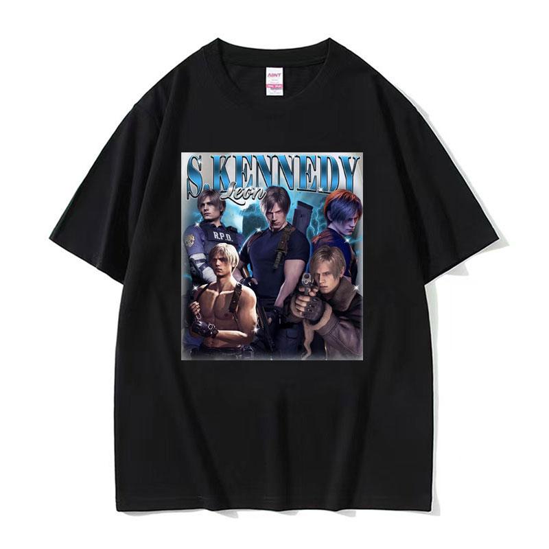 I Heart Leon Kennedy Print TShirts Unisex Womens Clothing Fashion Vintage T Shirt Male Oversized Cotton Short Sleeve Tshirt Tops