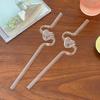 Creative Heat-Resistant Transparent Glass Straw Milk Tea Juice Reusable Glass Twist Straws Bending Long Stem Sip Straw