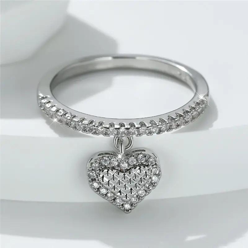 Кольцо-сердце из стерлингового серебра для женщин, элегантное обручальное кольцо, элегантные женские аксессуары для помолвки, шикарные ювелирные изделия