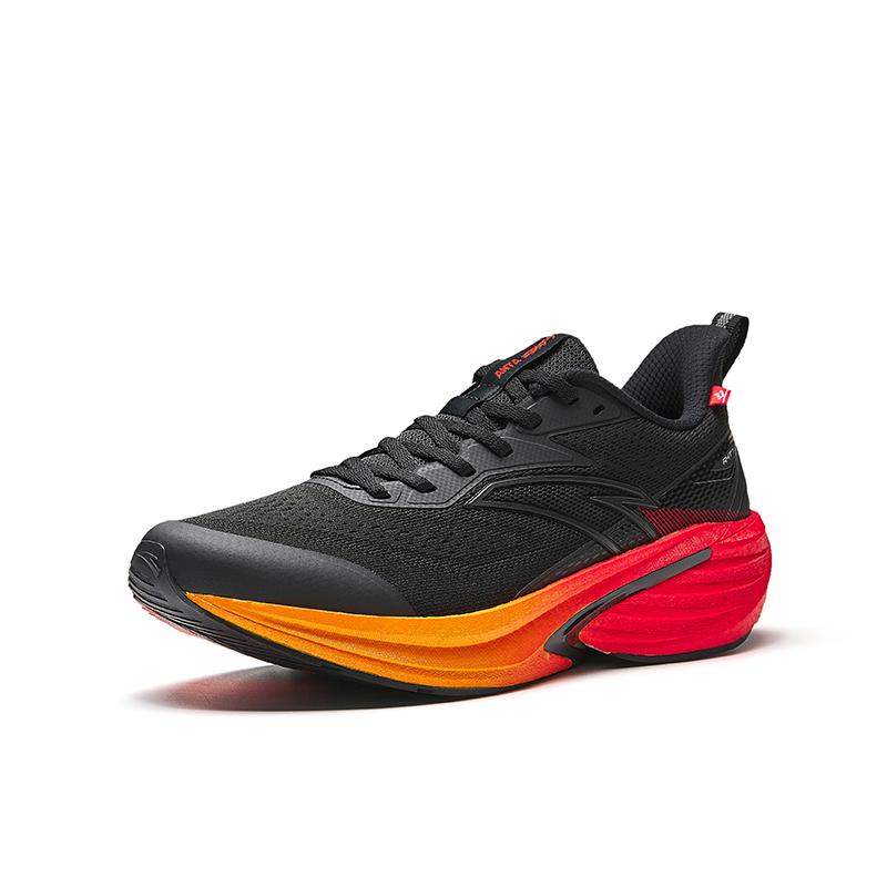 Anta Rocket 7 Comfortable Lightweight Durable Professional Fabric Rubber Low-Top Running Shoes Men Sneaker Basic-Black Flame-Orange-Red 112545581-16