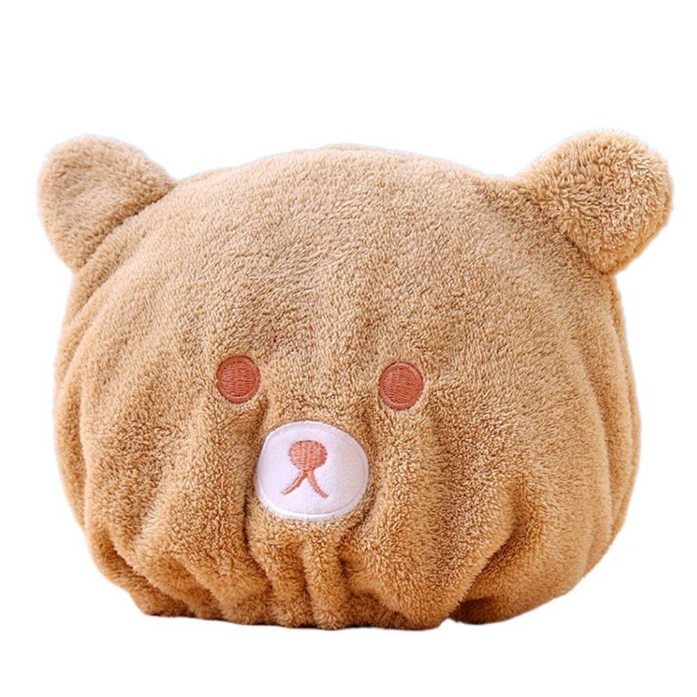 Шапочка для душа Шапочка для быстрого высушивания волос Мультяшное полотенце для волос с милым медвежонком Прекрасная шапочка-полотенце для сушки волос