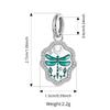 WOSTU 925 Silver DIY Blue Iris Flower Charm Drogonfly Pendant Pink Murano Glass Beads Fit Original Bracelet Necklace