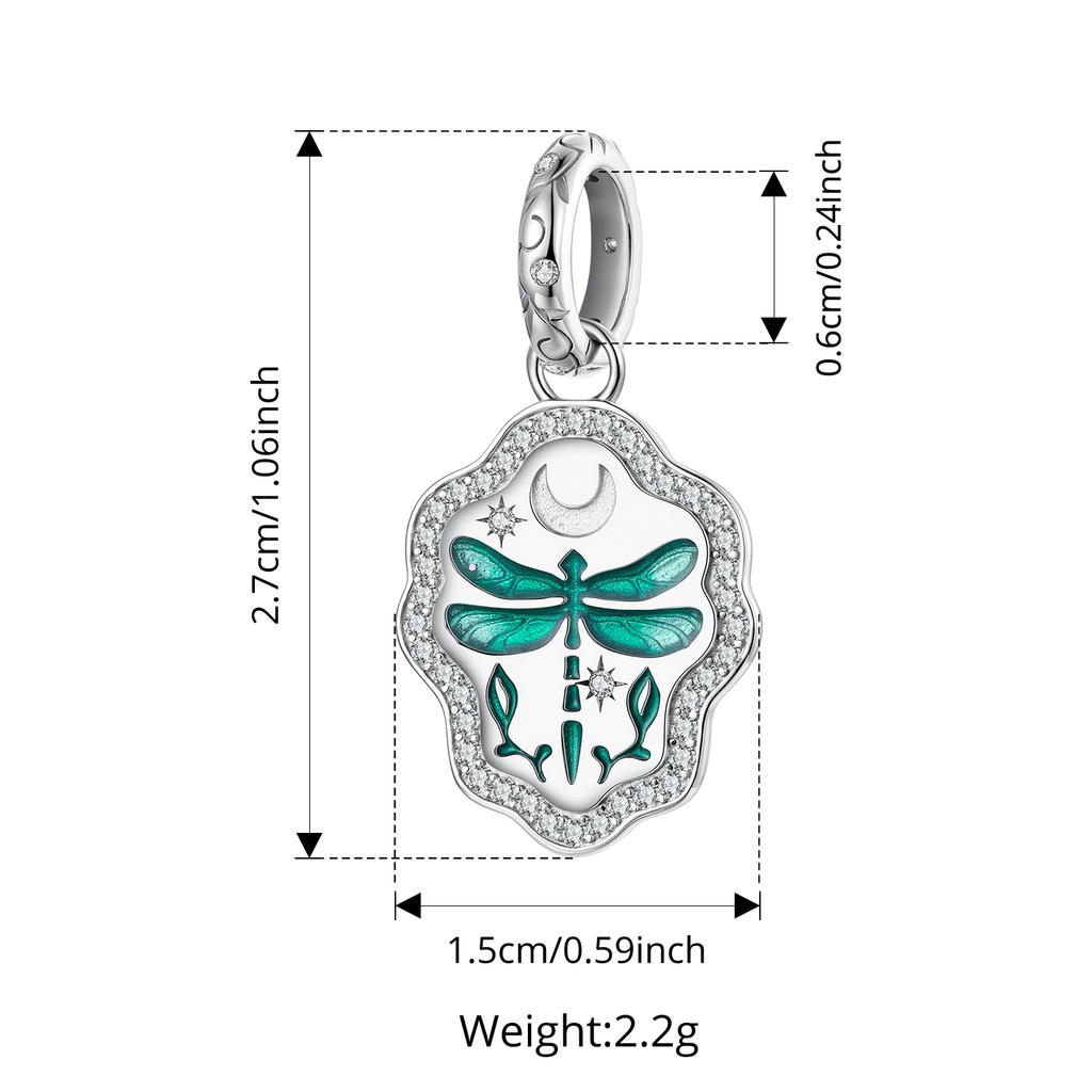 WOSTU 925 Silver DIY Blue Iris Flower Charm Drogonfly Pendant Pink Murano Glass Beads Fit Original Bracelet Necklace
