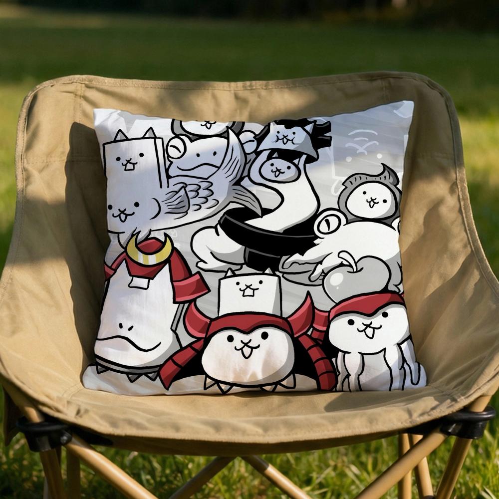 The BBattle Cats Cushion Cover Soft Reversible Durable Pillow Cover MultiScene Use for Home Car Daily Comfort