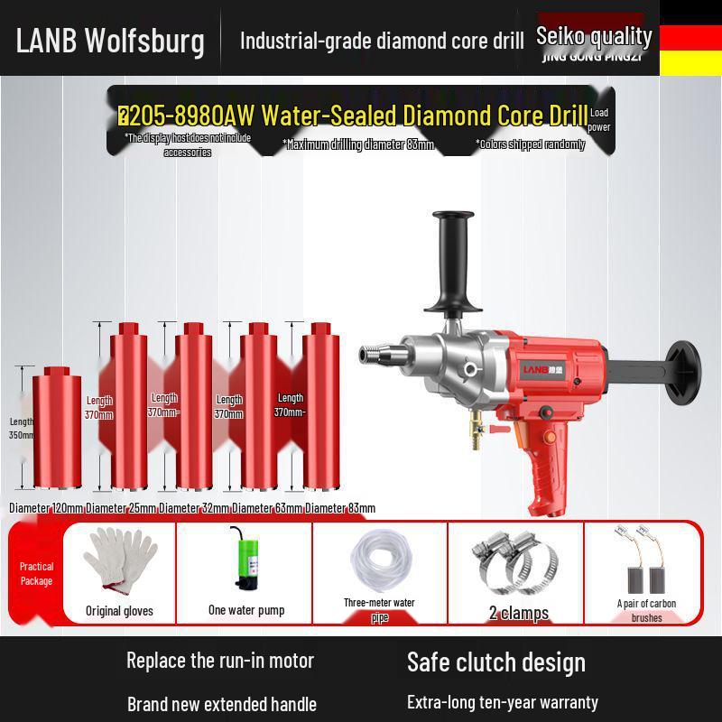 Diamond Core Drill Machine: Handheld & Stand, Wet/Dry, Concrete & AC Hole Opener, Water Drill Mixer