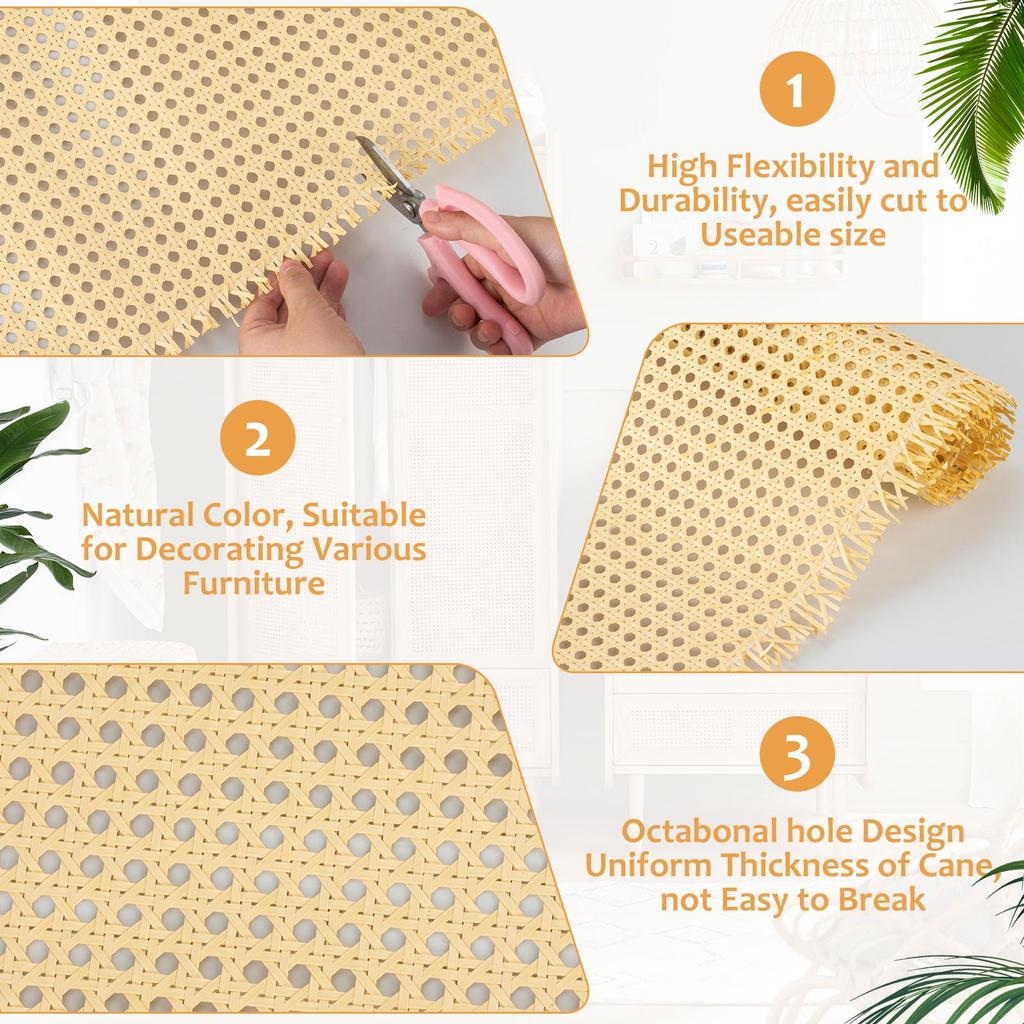 Indonesian Plastics Rattan Webbing for Cane Projects 40/45/50Cm Woven Open Mesh Cane Roll Furniture Decoration Repair Tools Hot