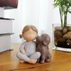 Girl Dog Resin Figurine Kids Statue Desktop Sculpture Home Office Puppy Decoration Ornament Christmas