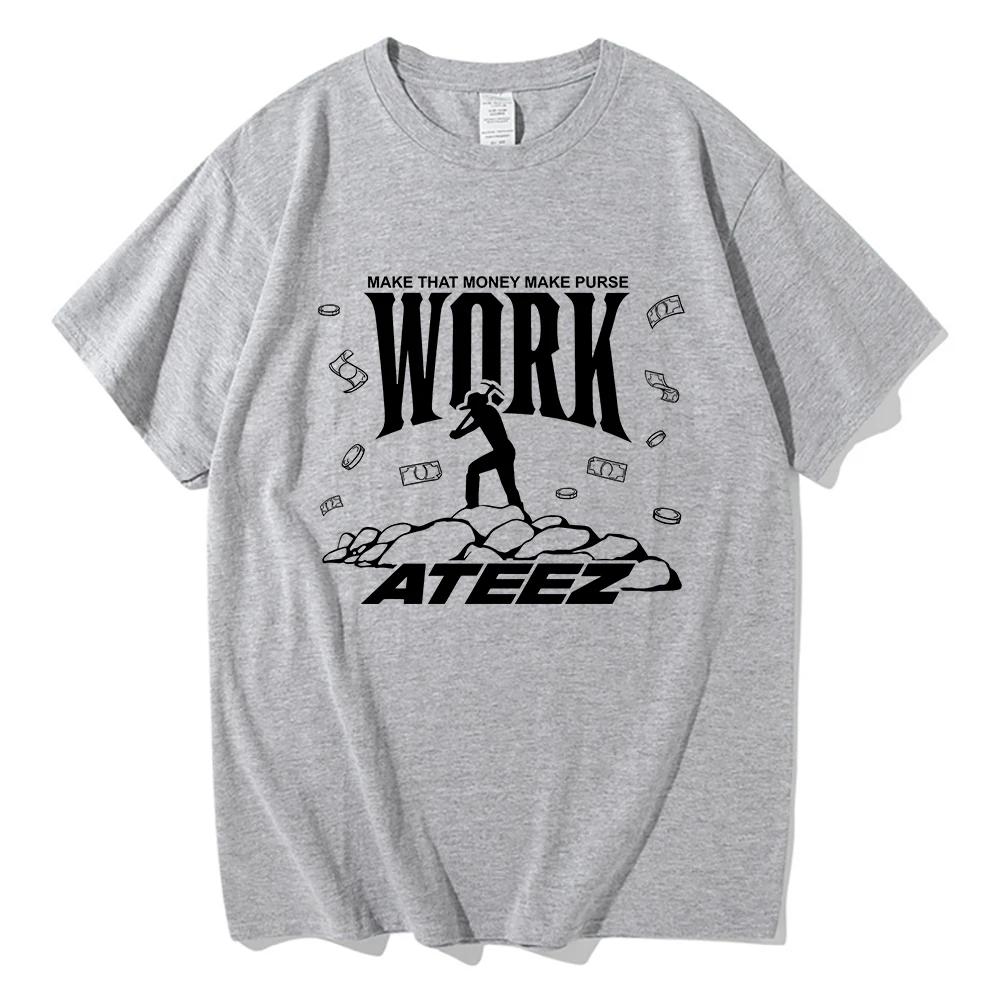 Футболка Ateez Work Vector, модная мужская футболка Harajuku Aesthetic Graphic, унисекс, высокое качество, повседневные винтажные хлопковые футболки