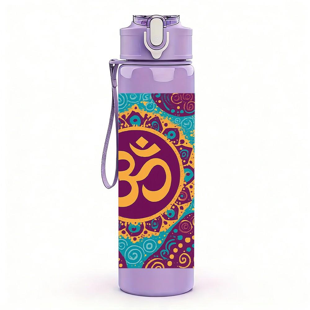 1PC Colorful Om Mandala Pattern 750ml Color Plastic Sports Water Bottle Leakproof Flip Straw Lid For Sports Office Home Use