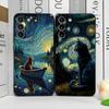Милый Чехол для Телефона с Котом и Звездной Ночью Ван Гога для Samsung Galaxy S22 S23 S24 Ultra S25 Plus S21 FE 5G Мягкий Силиконовый Чехол Fundas Capa