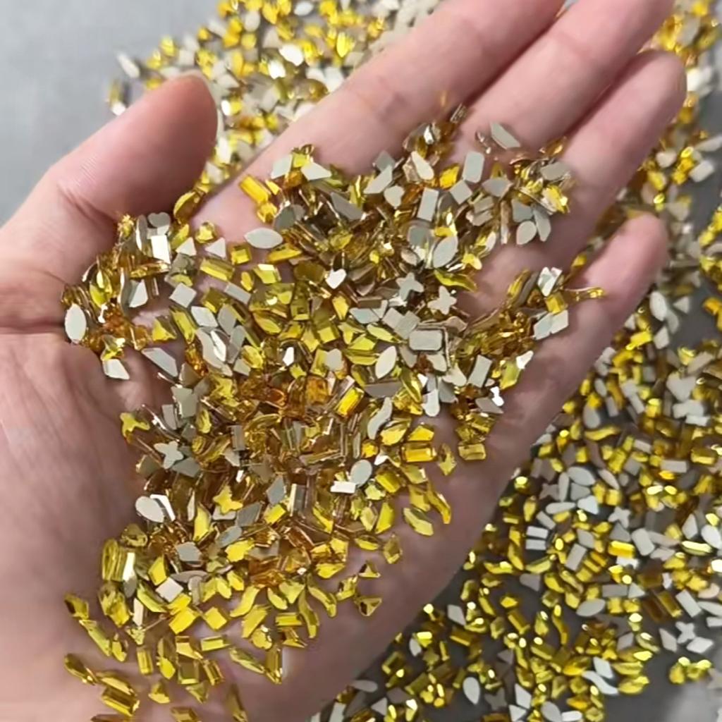 Yiwu Nail Art Diamond Mixed Mini Small Nail Art Flat Bottom Special-Shaped Diamond Mixed K9 Champagne Nail Art Jewelry