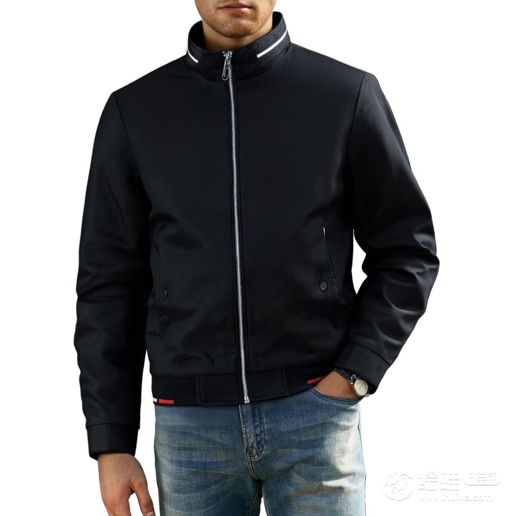 Men's Casual Solid-color Stand-up Collar Fitted Jacket, Windbreaker, Men's Zipper Baseball Shirt, Light Jacket