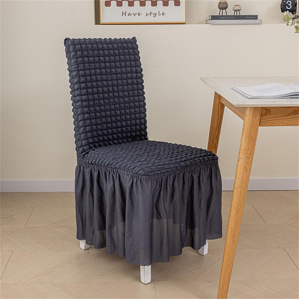 Solid Stretch Dining Chair Cover Seersuckers Chair Protector Cover Slipcover Banquet Chair Skirt Wedding Party Decor
