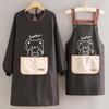 Waterproof and Oil-proof Long-Sleeve Kitchen Apron with Hand-Wiping Pocket