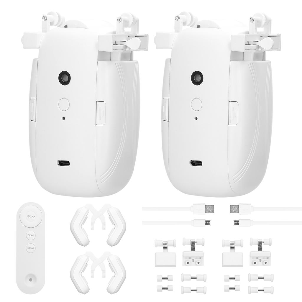 2pcs 3 In1 Intelligent Curtain Motor Home Electric Curtain Opener No Wiring with Remote Controller