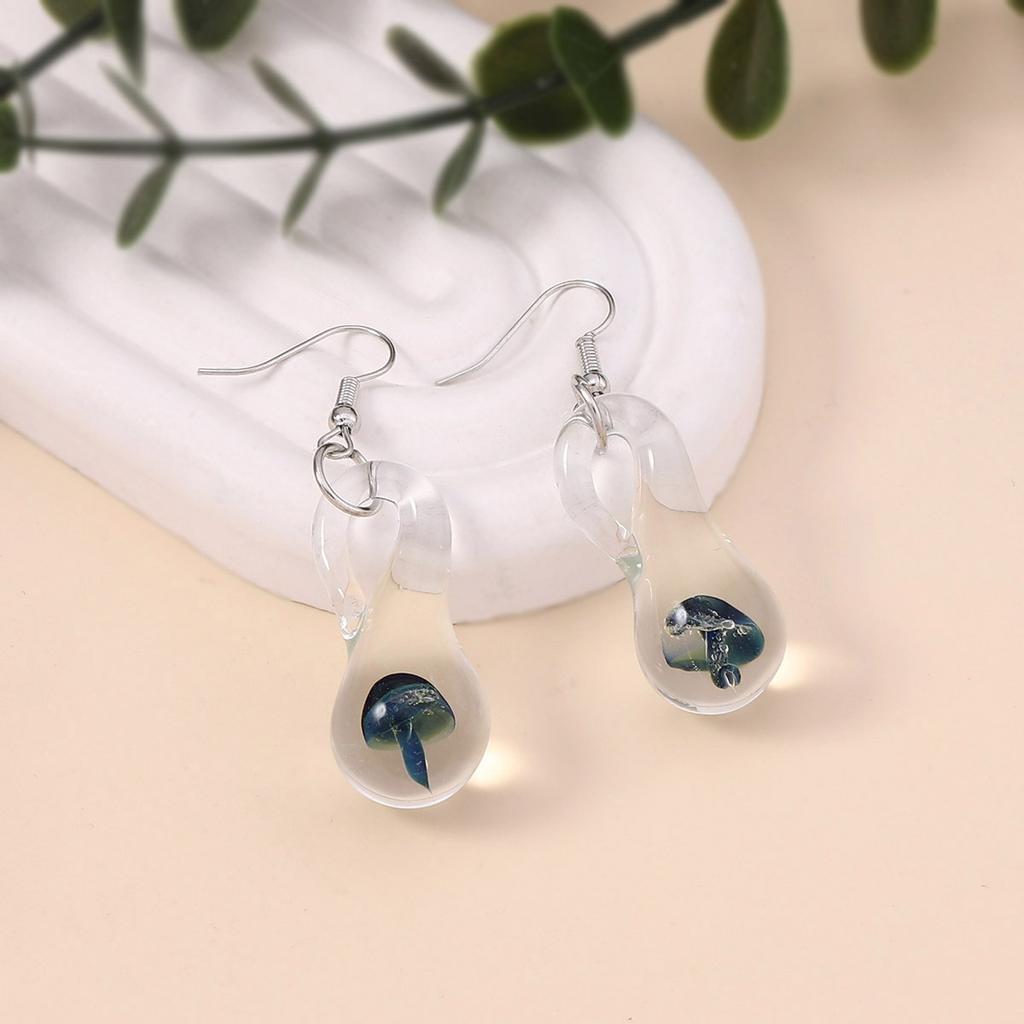 Нишевые креативные нерегулярные геометрические прозрачные серьги-грибочки, витые забавные полые, для личности, женские, с крючком для ушей, оптом