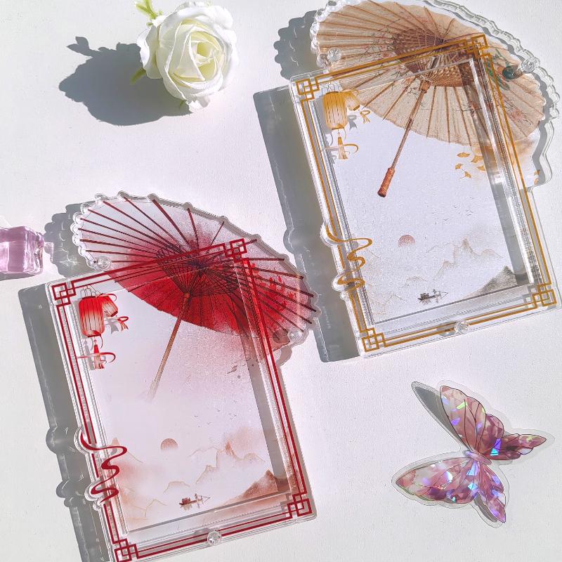 Retro Umbrella Acrylic Photo Frame Colorful Card Holder 3 Inch Anime Photocard Display Chinese Style Card Binder Wholesales 2025