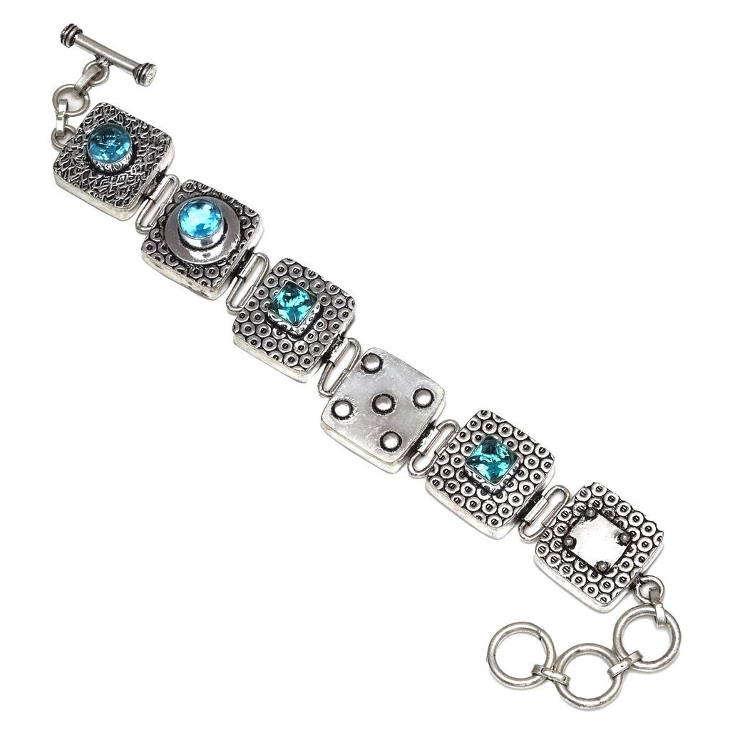 Браслет London Blue Topaz Sterling Gemstone Handmade 7-8" Jewelry