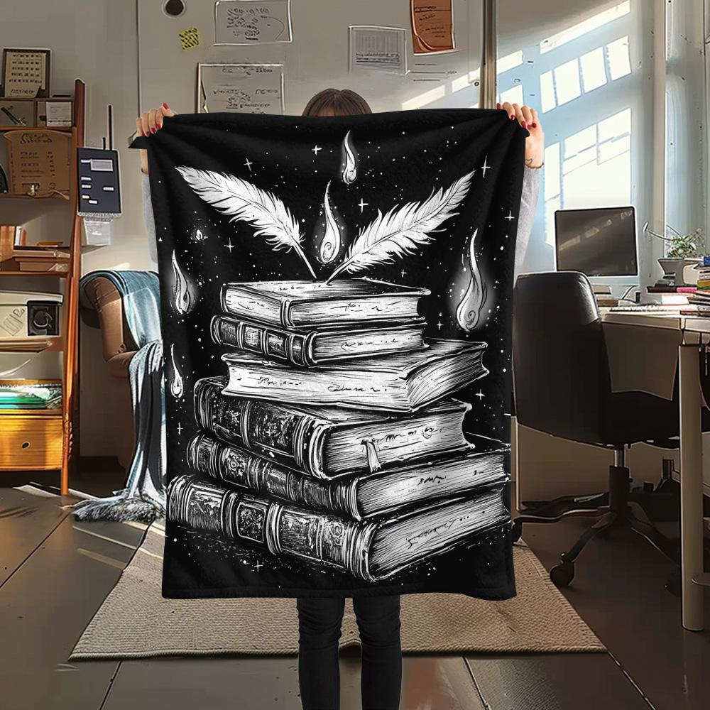 Books Print Flannel Blanket, High quality Comfortable for All Seasons, Home Decor, Warmth and Comfort
