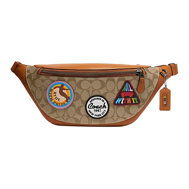Coach Сумка-пояс Warren Signature Canvas с нашивками Pride Хаки Мульти CJ513-QBE7V