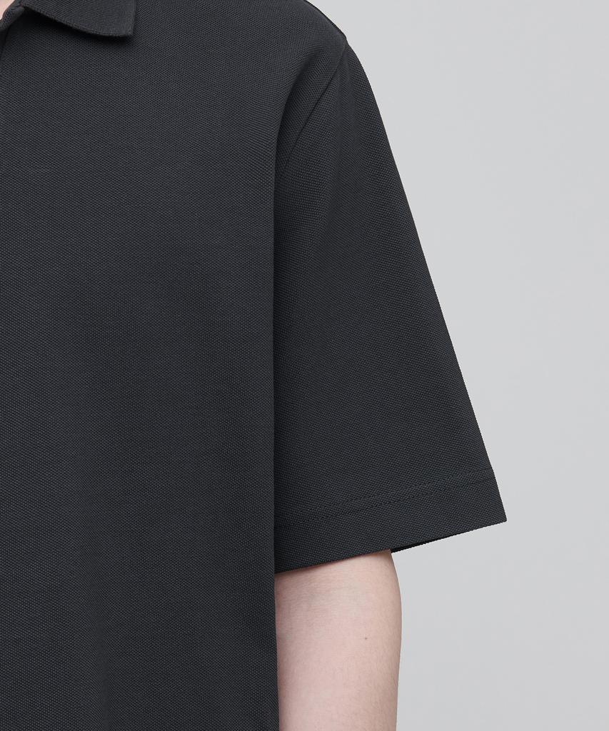 MUSINSA STANDARD Slit Neck Pique Polo Shirt [Dark Grey]