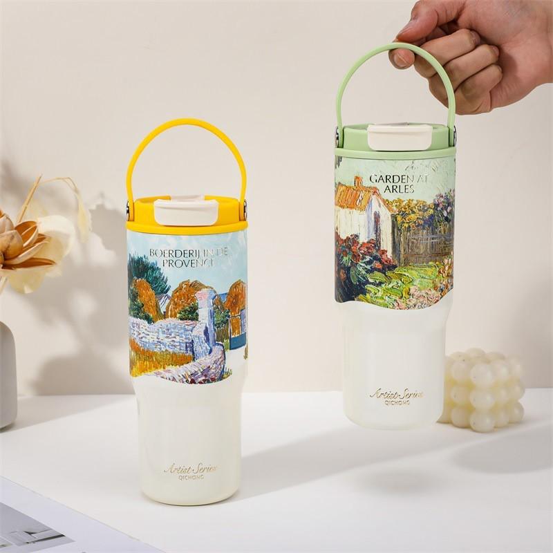 Ceramic Lined Insulated Travel Mug 700ml With Tea Strainer Kids Adult Vacuum Thermos Outdoor School Office