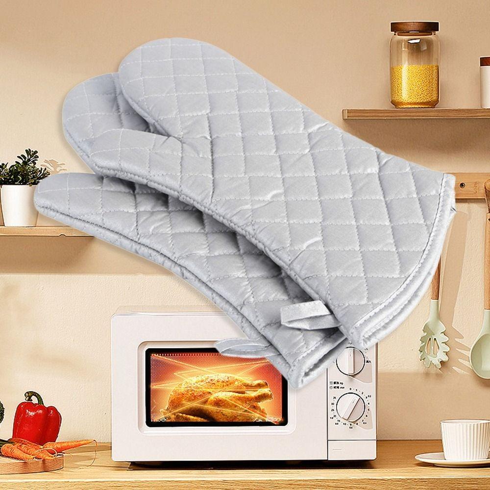 Oven Mitts With Non-Slip Silicone Printed Cotton Glove 1 Pair of Extra Long Professional Cooking Baking Grilling Tools Kitchen