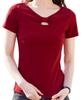 Short Cut and Large One Date [Elixio] Women's T-shirt Tops, Sleeve, V-neck, Sewn, Summer, Cotton, Plain, Casual, Stylish, Size, Slimming, Clean,