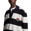 Moncler Moncoeur Motif Knit Polo Shirt Striped Fitted Long Sleeve Polo Men tops White I20919A00001M1113P90