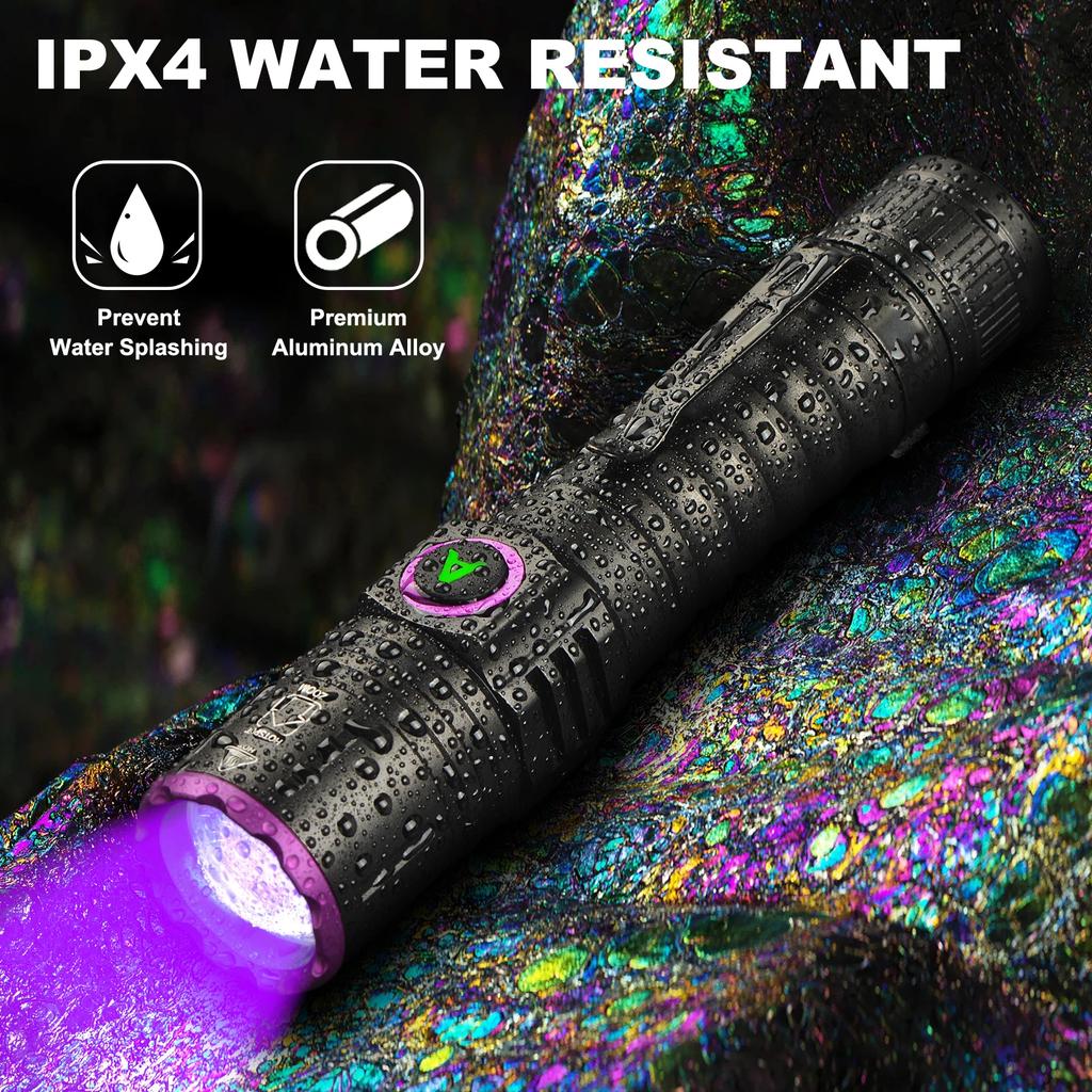 Мини 5 Вт 365 нм 395 нм УФ-фонарик с зумом Ультрафиолетовый черный свет USB Перезаряжаемый фиолетовый фонарь Пятна мочи домашних животных кошек и собак Детектор