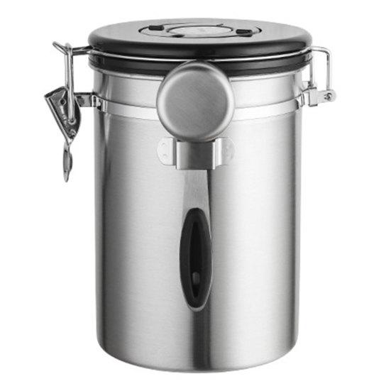 1 комплект, герметичная банка из нержавеющей стали, 1200/1500/1800 мл, односторонний клапан CO2, практичная герметичная банка для кофе, чайные листья с крышкой