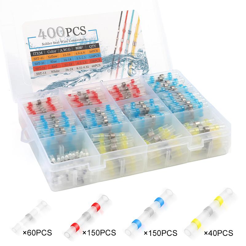 50-400 шт. разъемы для проводов припой стержень разъем для проводов изолированный припой термоусадочный водонепроницаемый обжимной кабель клеммы для кабеля