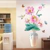 Chinese Style Classical Vase Flower Wall Sticker Rose Lotus Butterfly Decoration Decals Removable Wall Art Home Decor