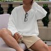 Men Round Neck Long Sleeve Texture Waffle Casual Oversized T-shirts