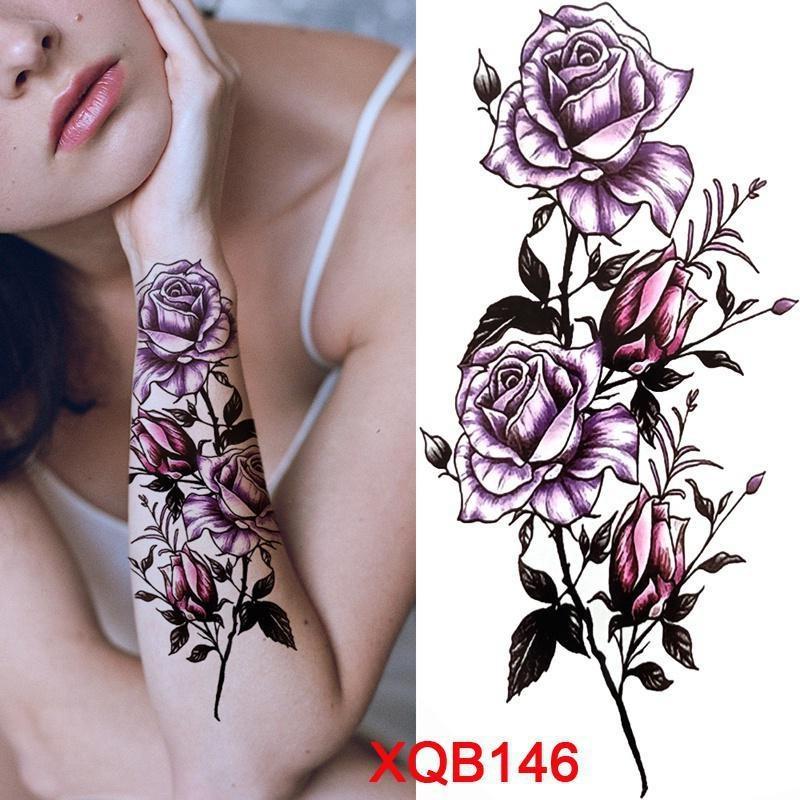 1 шт. татуировка наклейка водонепроницаемая временная татуировка дамы пион Дейзи олень луна цветок татуировка черный череп татуировка боди-арт нога татуировка всего тела наклейка