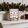 Christmas Pet Ornament Wooden Tabletop Decor, 2D Santa with Iron Stand, Rustic Wrought Display Stand Holiday Sign for Home And Cafe Festive