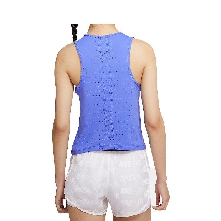 Nike Женские майки синие с круглым вырезом тонкие на спине-борцовке CJ2370-500