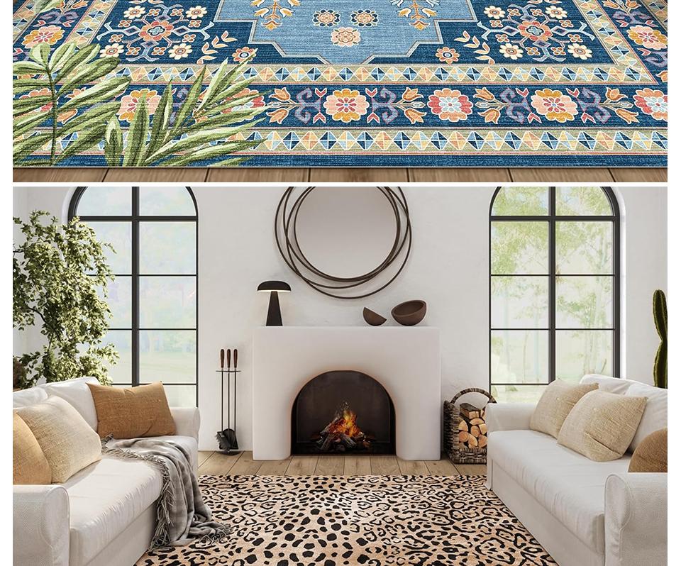 Ковер для гостиной большого размера, прикроватный коврик для спальни, машинная стирка, ковры с принтом гепарда и леопарда, ретро ковер для домашнего декора