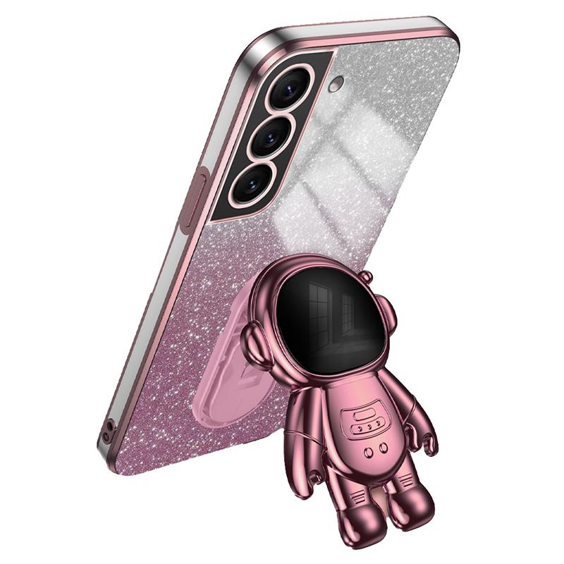 For Samsung Galaxy S21 5G/4G Anti-Collision Case PC+TPU Phone Cover with Astronaut Kickstand