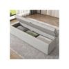 Banc Rembourré - MUVOE - 141x41.5x47cm - Lin - Gris Clair - Design Élégant